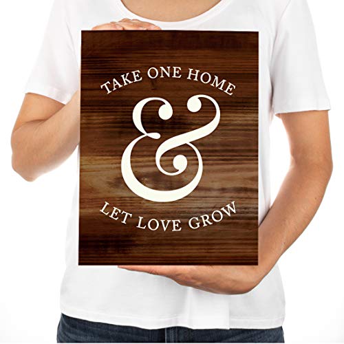 Andaz Press Wedding Party Signs, Rustic Wood Print, 8.5x11-inch, Please Take One Home and Let Love Grow Plant Seed Favors Table Sign, 1-Pack, Unframed - color: Favors Take One Home Let Love Grow