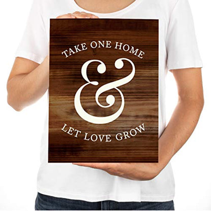 Andaz Press Wedding Party Signs, Rustic Wood Print, 8.5x11-inch, Please Take One Home and Let Love Grow Plant Seed Favors Table Sign, 1-Pack, Unframed - color: Favors Take One Home Let Love Grow