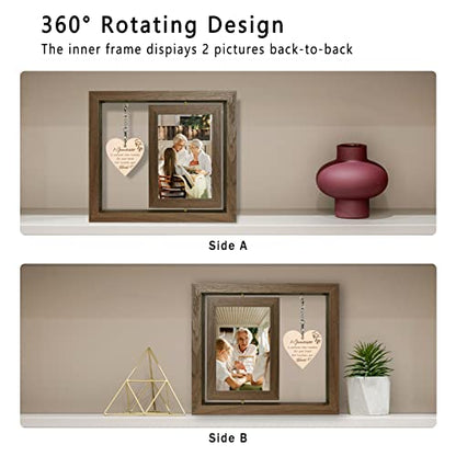 EYITUPC Rotating Grandparents Wood Frame New Grandma Gift First Time | Birthday, Christmas, Mother's Day, Father's Day, Grandparents Day, Grandchildren Granddaughter Grandson, Display 2 4x6 Inch - color: A Grandchild is Someone Who Reaches for Your Hands