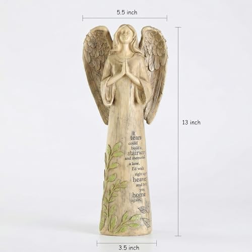 Ivy Home Resin Garden Statue Standing Praying Angel Garden Statuary for Outdoor Decor