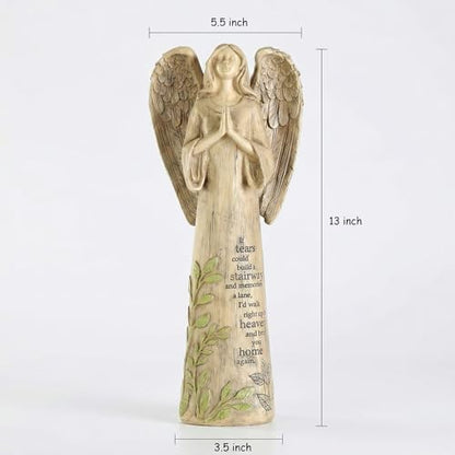 Ivy Home Resin Garden Statue Standing Praying Angel Garden Statuary for Outdoor Decor