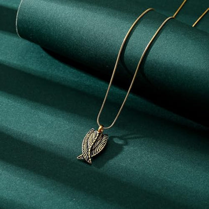 Angel Wings Cremation Jewelry Necklaces Stainless Steel Urn Necklaces for Ashes Memorial Keepsake Pendant for Women Men Gifts With Funnel Kit & Bag - color: Gold+Black