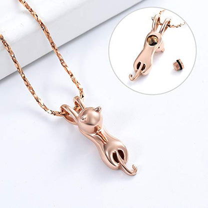 Imrsanl Pet Cremation Jewelry for Ashes Cat Urn Necklace - color: Rose Gold