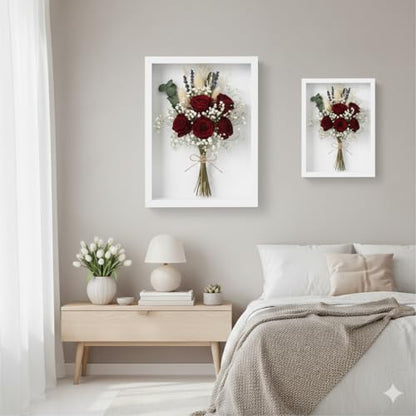 4 Pack Shadow Box Frame Display Cases, 8"x 10" Wood Deep Black Handicrafts Shadowbox Picture Frame for Flowers Jersey Baby Wedding Dress（White） - color: White, size: 8X10