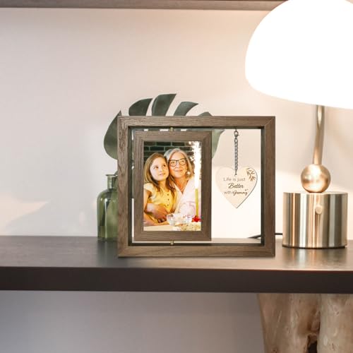 EYITUPC Rotating Wood Grammy Picture Frame Birthday Gift from Grandkids | Thoughtful Grammy Gifts for Mother's Day Christmas from Grandchildren Grandchild Granddaughter Grandson, Dis 2 4x6 - color: Life is getting better with grammy