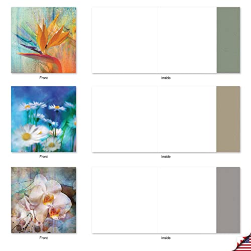 The Best Card Company - 10 Assorted Flower Cards Blank for Women (4 x 5.12 Inch) - All Occasion Floral Greetings Boxed - Wall Flowers AMQ6129OCB-B1x10 - style: Wall Flowers