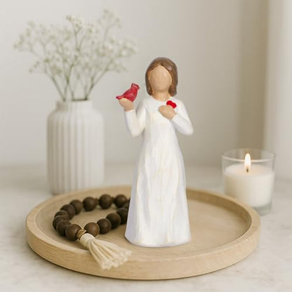 Cardinal Gifts for Women Red Cardinal Decor Girl Figurine Sympathy Gifts for Loss of Loved One Grief Gifts for Women Memorial Gift Resin Home Decor Sculpted Hand-Painted Angel Figurine Gift - style: Style 1