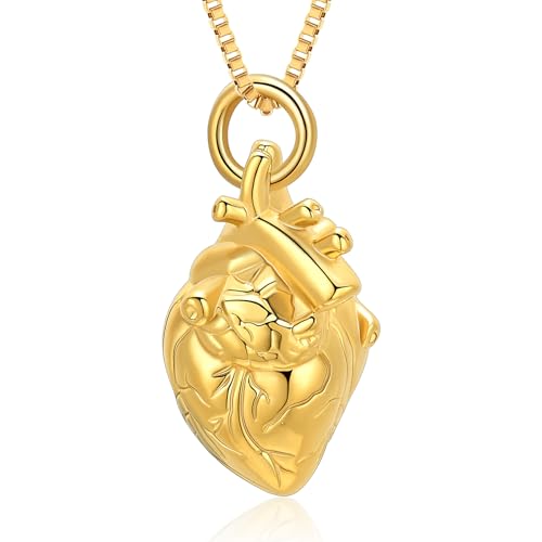 XSMZB Heart Cremation Jewelry Ashes Pendant for Human Pet Funeral Urn Necklace for Ashes Women Men Memorial Urn Jewelry - color: Gold