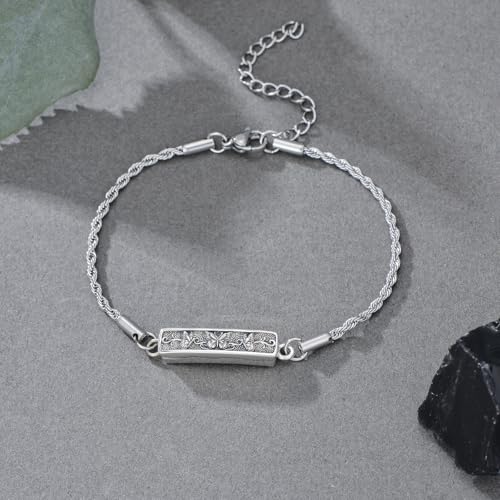 Urn Bracelet for Ashes for Women 925 Sterling Silver Bar Cremation Bracelet Cremation Memorial Keepsake Jewelry Gifts for A Loss of Loved Ones - style: Butterfly