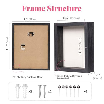 HOUSE DAY 8x10 Deep Shadow Box Frame with Linen Back, Black - color: Black, size: 8x10