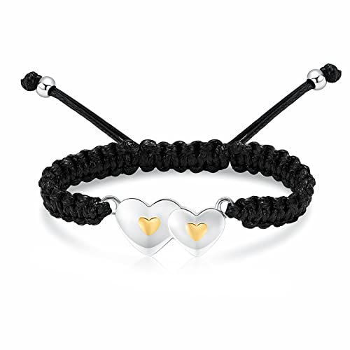 constantlife Double Heart Cremation Bracelet for Ashes for Women Stainless Steel Pendant Urn Memorial Jewelry Loved Ones Human Pet Funeral Keepsake Gift - color: Silver+Golden