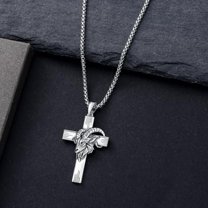 PROESS Cross Necklace for Women Men Sterling Silver Rose/Sunflower Cross Pendant Religious Jewelry Christmas Birthday Mothers' Day Gifts - color: 01-02-Aries