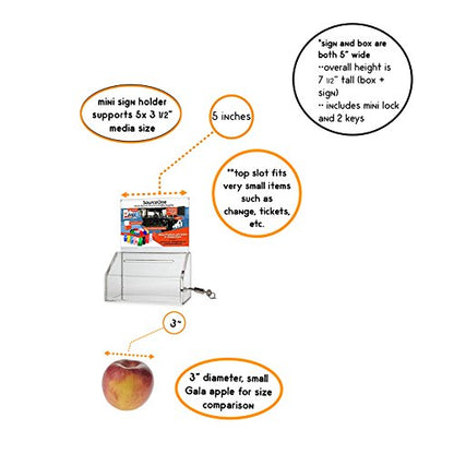 SOURCE ONE Acrylic Heavy Duty Donation/Ballot Box with Lock and Sign Holder - color: Clear, size: 1 Pack