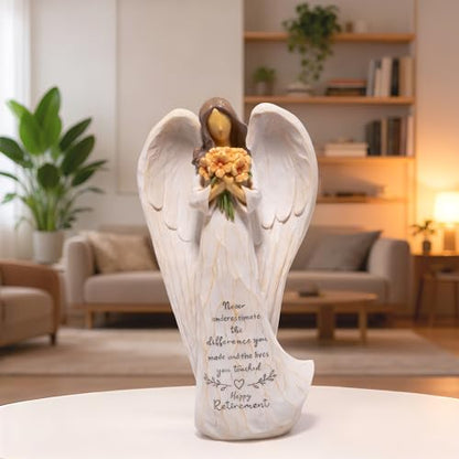 Hodao Retirement Gift Angel Figurine for Woman | Inspirational Sentiment, Hand-Painted Resin, Retirement Keepsake for Coworker, Teacher, Nurse, Friend - style: Retirement Gifts