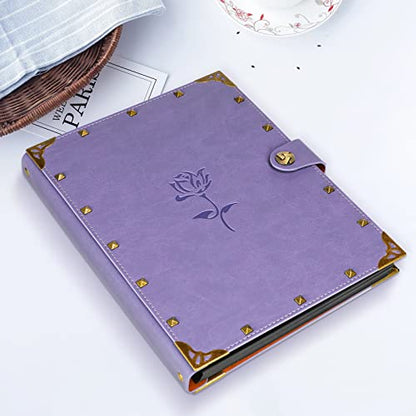 ZEEYUAN Mothers' Day Gift Leather Scrapbook Album, Purple Scrap Book Gift for Mom Grandma Couples Photo Memory Book Anniversary Wedding Scrapbook - color: Light Purple
