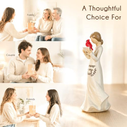 Cardinal Angel Resin Figurine Gift for Women, Sympathy Gifts for Loss of Loved One, Memorial for Mantel or Shelf Decor, Girl Holding Letter with Both Hands, Gift-Ready Keepsake - style: Girl Holding Letter