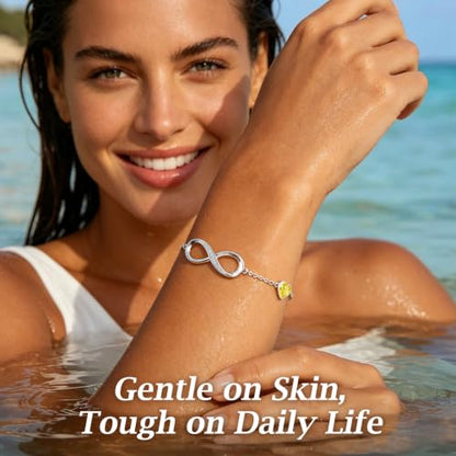 CDE 925 Sterling Silver Infinity Birthstone Bracelet Jewelry Gift for Women | Hypoallergenic,Non Tarnish,Heart CZ,Nickel-Free & Lead-Free,Anniversary Christmas Birthday Idea Gifts for Wife Girlfriend Her - color: 11-Nov