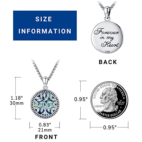 Picture Locket Necklace for Women Men Rose 14K Real Gold 925 Sterling Silver Jewelry Heart Locket Necklace that Holds Pictures Tree of Life Viking Wolf Celtic Knot St Christopher St Michael Pendant - color: I3-Tree of Life Locket-Abalone shells