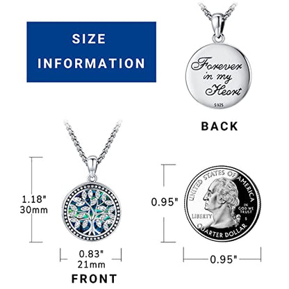 Picture Locket Necklace for Women Men Rose 14K Real Gold 925 Sterling Silver Jewelry Heart Locket Necklace that Holds Pictures Tree of Life Viking Wolf Celtic Knot St Christopher St Michael Pendant - color: I3-Tree of Life Locket-Abalone shells