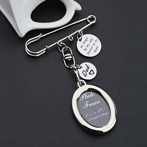 LQRI Wedding Bouquet Photo Memorial Safety Pin Brooch No Longer By My Side Forever In My Heart Bridal In Memory of Dad - color: sliver