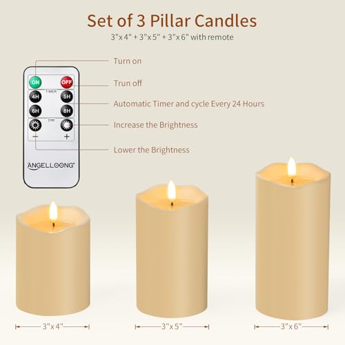 ANGELLOONG Battery Candles Flickering Flameless Candles with Remote - color: Classic Ivory - Simulated Wax Melt