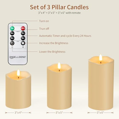 ANGELLOONG Battery Candles Flickering Flameless Candles with Remote - color: Classic Ivory - Simulated Wax Melt