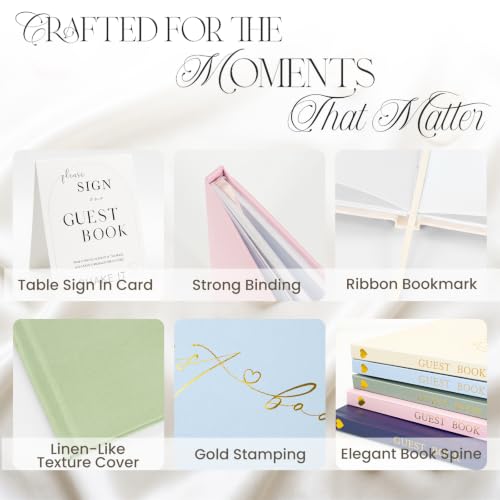 Wedding Guest Book, Polaroid Photo Guestbook for Baby Shower | Table Sign Included, Gold Stamping, Hardcover, 9x7.5", Perfect for Bridal Party & Baby Shower, Sage - color: Sage