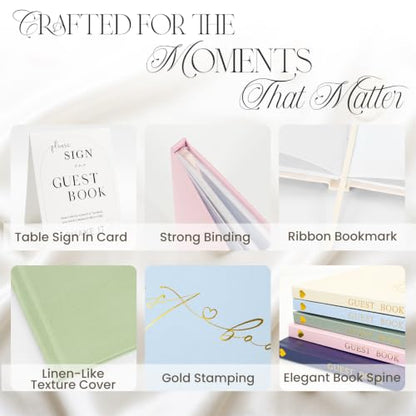Wedding Guest Book, Polaroid Photo Guestbook for Baby Shower, Blank Pages | Table Sign Included, Gold Stamping, Hardcover, 9x7.5", Perfect for Bridal Party & Baby Shower, Pink - color: Pink