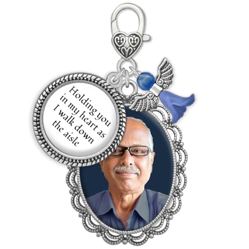 Something Blue Bouquet Charm for Wedding Memory Charm with DIY Photo Frame for Wedding Bouquet And Resizer