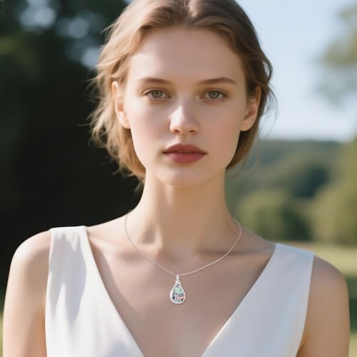 URONE Urn Necklaces for Ashes 925 Sterling Silver Abalone Shell Tree of Life Cremation Jewelry for Ashes Memory Jewelry for Women Men - style: tree-dragonfly