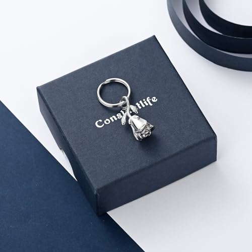 constantlife Rose Flower Urn Keychain Cremation Jewelry for Ashes, Stainless Steel Memorial Pendant Gift Funeral Keepsake - color: Silver