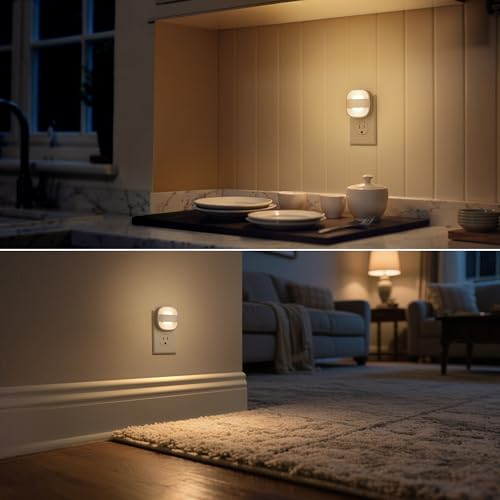 Night Lights Plug Into Wall,4 Pack Foldable Night Light | Portable Dimmable Mini Nightlight with Dusk to Dawn Sensor,3000K Ideal Travel Night light for Bedroom Stairs Hallway - color: Warm