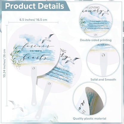 Teling 50 Pcs Funeral Favors Fans Memorial Plastic Celebration of Life Handheld Fans with Plastic Handle Hand for Funeral Guests Services Condolence Sympathy Gift Supplies(Sea Mew) - style: Sea Mew