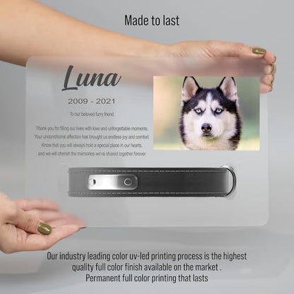 Personalized Pet Memorial Plaque Portrait, Custom Dog Remembrance Gifts for Loss, Cat Sympathy Night Lights, in Memory of Dog Passing Away Sign, Cat Rainbow Bridge Photo Frame (With Collar Hole) - style: With Collar Hole