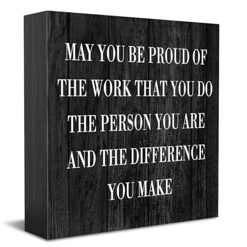 Inspirational Desk Decor Wooden Box Sign Thank You Employee Appreciation Gift Coworker Gift Black Wood Block Plaque Box Sign Retirement Goodbye Farewell Gift May You Be Proud of The Work Sign | Coworker Gift Black Wood Block Plaque Box Sign Retirement Goo