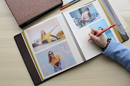 Photo Album Book, Family Album Self Adhesive Scrapbook, Leather Cover, Holds 3x5, 4x6, 5x7, 6x8, 8x10 Photos (Wine Red) - color: Wine Red, size: M
