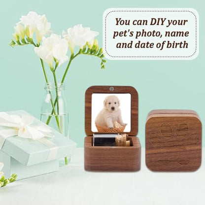 Pet Fur Keepsake Box with 3 Glass Pet Hair Memorial Bottles Wooden Paw Dog Cat Ashes Storage Shadow Box Pets Memorial Urn Can Hold Photos Pet Loss Sympathy Gifts for Pet Lovers Friends
