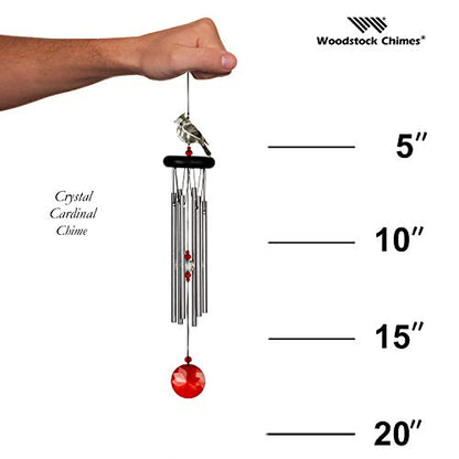 Woodstock Chimes Signature Collection, Crystal Cardinal Chime, 18'' Decor Designs Wind Chimes for Outdoor, Patio, Home or Garden Décor (WFCRD)