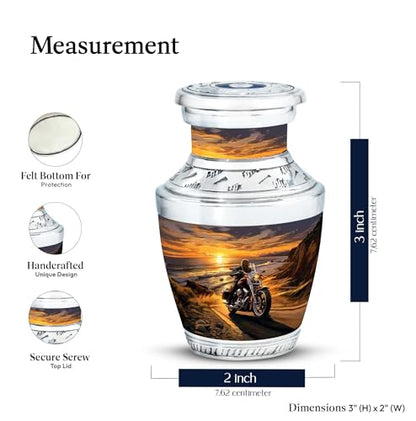Motorcycle Urn for Ashes Nana - Yellow Keepsake for Adult Set 3 Inch - size: TAS-3 Inch, Set Of 2
