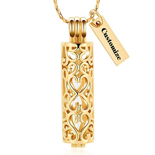 Imrsanl Cremation Jewelry Urn Necklace for Ashes Pendant with Hollow Glass Vial Cylinder Cremation Keepsake Memorial Lockets Ashes Holder for Women Men Pet - color: Customize