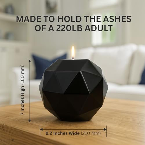 Handmade Black Ceramic Decorative Urn – Elegant Cremation Urn for Ashes Adult Male or Female – Large Memorial Urn, 220 lbs Capacity