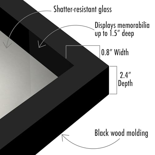 Americanflat 11x14 Shadow Box Frame with Shatter-Resistant Glass - Silhouette Collection - Large Shadow Box Display Case for Tabletop and Wall Display - Black with Soft Felt Back | Shatter-resistant glass, 1.5 inch interior depth, hangs vertical or horizo