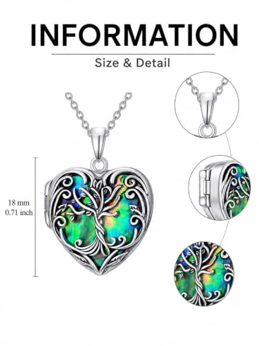 JKR Heart Picture Locket Necklace for Women That Holds Pictures Jewelry | Memorial Necklace with Picture Anniversary Birthday Gift for Women Wife Mom Girlfriend - color: Tree of Life