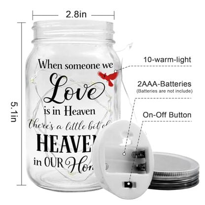 Jar Night Light, Glass Lamp, 5x3 Inch, Memorial Gift Cardinal - color: Cardinal Memorial