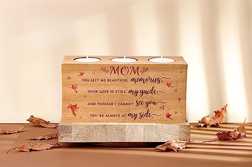 Sympathy Gifts for Loss of Loved One – Memorial Bereavement Gifts Candle Holders – Handcrafted Wooden Keepsake with Poem – Condolence Gift, Bereavement Gifts for Loss of Mother, Father (MOM) - size: MOM
