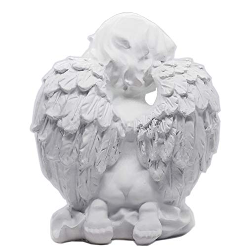 KiaoTime Kneeling Praying Cherub Angel Statue Figurine Indoor Outdoor Home Garden Guardian Decorative Church Baptism Wings Angel Statue Sculpture Memorial Statue, White, 6.25" x 5"