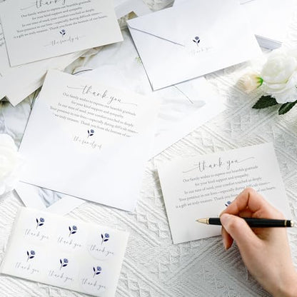 Thank You cards for Funeral with Envelopes Message Inside | 50 Pack 4×6 Inch Sympathy Thank You Cards After Funeral Notes - size: 50 Pack