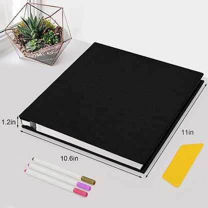 Zesthouse Photo Album Self Adhesive Pages, 60 Pages Magnetic Scrapbook Albums with Sticky Page, Photos Album Holds 8x10 & 5X7 & 4x6 & 6x8 & 3x5, Large Picture Book Ideal Gift for Family Wedding Baby - color: Black, size: 11"x10.6"/White 60 Pages