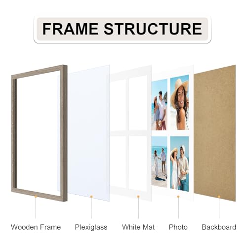 Vittanly 12x16 Collage Picture Frame, Displays 4Pcs 5x7 Photos, Light Taupe - color: Light Taupe, size: 12x16