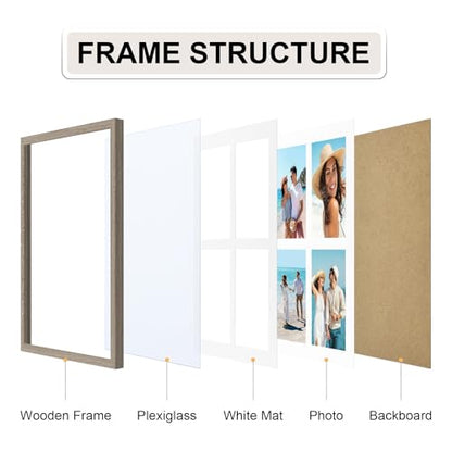 Vittanly 12x16 Collage Picture Frame, Displays 4Pcs 5x7 Photos, Light Taupe - color: Light Taupe, size: 12x16